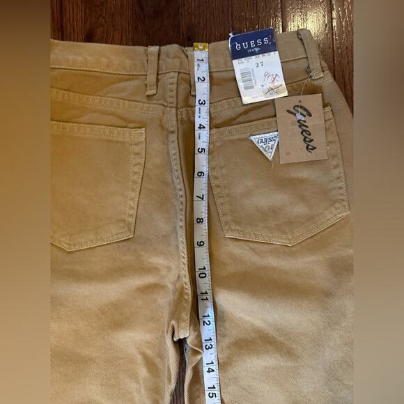 NWT Vintage Guess Jeans Sz. 26/27 High Waist Straight Leg Denim Tan Fall Style - Picture 7 of 13